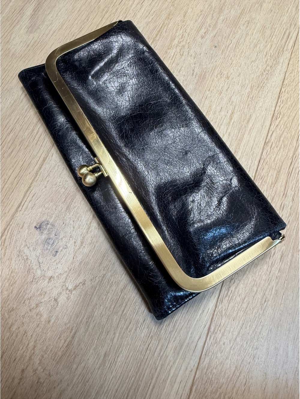 Hobo Rachel continental black leather clutch